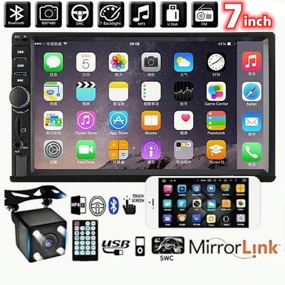 7'' Double 2 DIN Car MP5 Player Bluetooth Touch Screen Stereo Radio With Camera