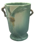 Roseville Art Pottery 7 1/2" Pine Cone Handled Footed Vase 704-7 / Circa 1936