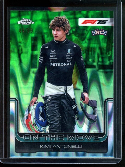 2025 Topps Chrome Kimi Antonelli Rookie Green Raywave On the Move /99