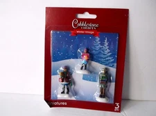 Cobblestone Corners Christmas Winter Village Set 3 miniature People figurines,