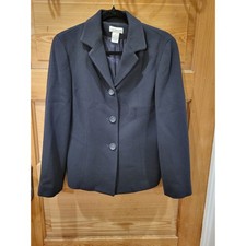 Vintage Ann Taylor 100 Wool Blazer Black Career Office Jacket Womens 6