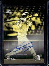 2025 Topps Black and White Luis Arraez Sticker Auto Autograph Yellow #/75 Padres