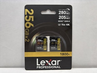 Lexar Professional 1800x 256GB SDXC UHS-II V60 4K Memory Cards 2-Pack New Sealed