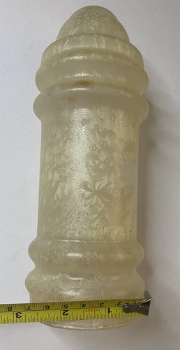 Vtg Art Deco Frosted Glass Shade Bullet / Torpedo Boudoir Lampshade - Picture 16 of 16