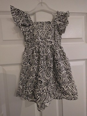 Sommerkleid schwarz und weiß Paisley Rüschen Schulter 1 1/2 -2 Jahre