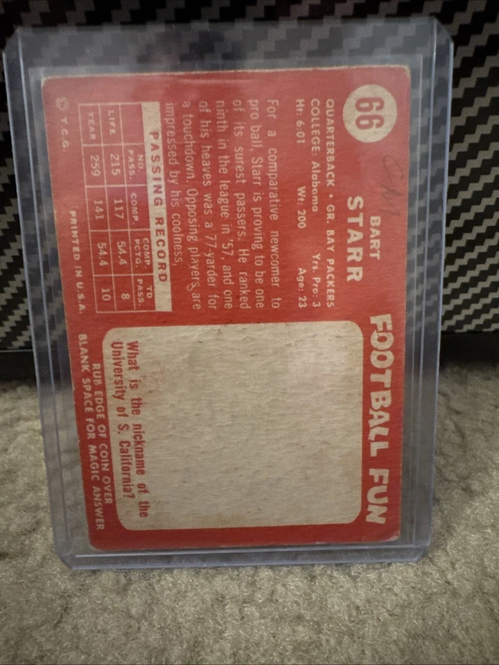 1958 Topps - Bart Starr #66 - Image 2 of 2