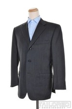 ERMENEGILDO ZEGNA Solid Gray Wool Mens Blazer Sport Coat Jacket - BESPOKE 44 L