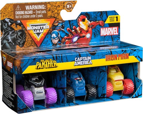 Monster Jam, Marvel Mini Monster Truck 3-Pack, Black Panther, Captain America, I - Picture 8 of 9