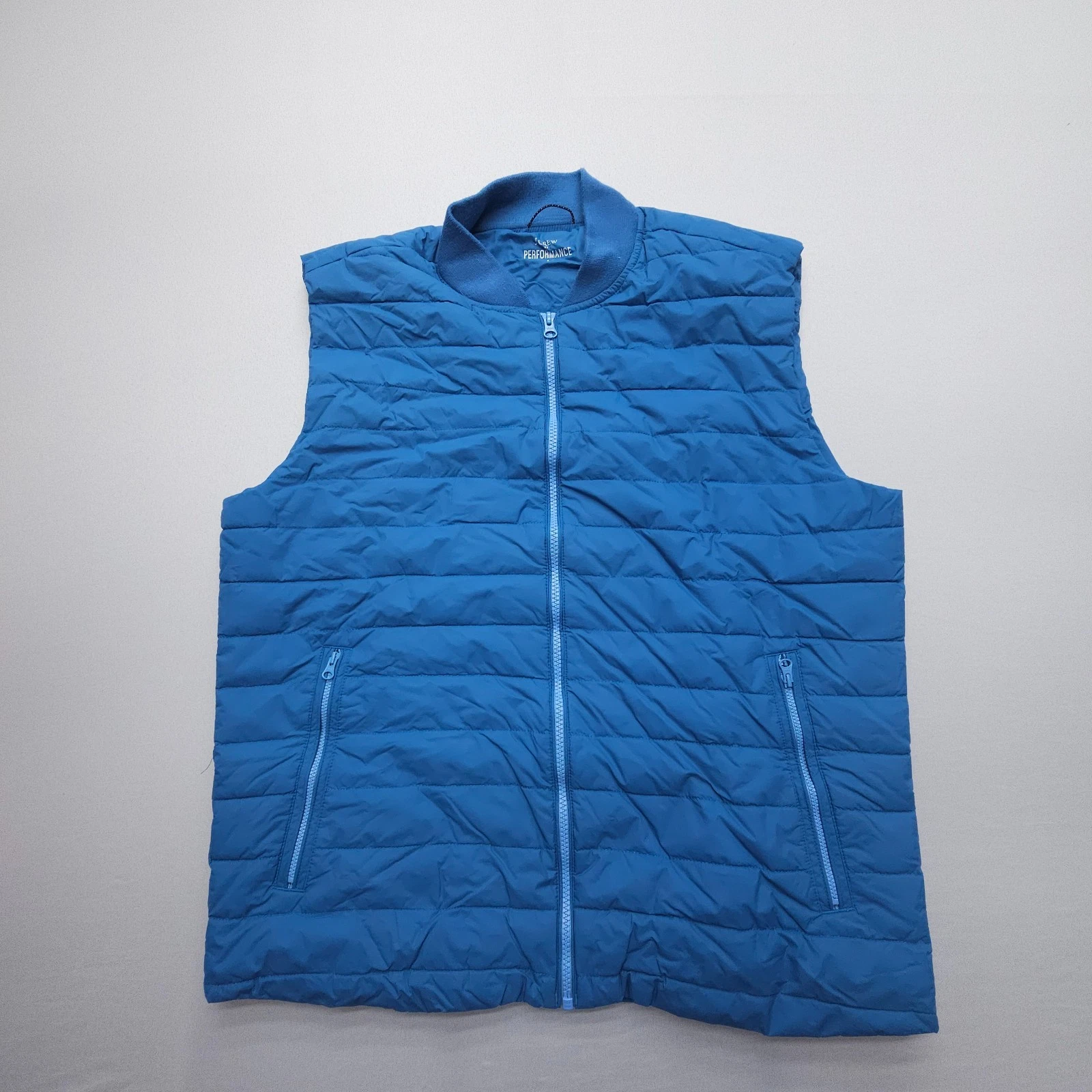J. Crew Performance Puffer Vest Mens Large Blue Quilted Insulated Hiking Golf