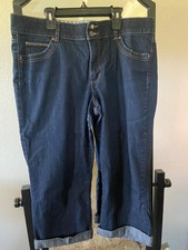 Womens size 14 Missy Bandolino stretch Denim Jeans cropped cuffed medium wash