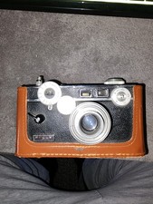Argus C3 Black Vintage Rangefinder Camera with Brown Leather Case