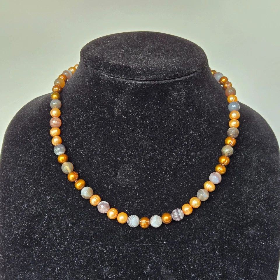 Honora Pearl Bead Necklace and 3 Stack Bracelet Set Chocolate Champagne Silver - Image 2 of 4