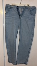 Wrangler Five Star Men s Light Wash Blue Denim Straight Jeans 5-Pocket Zip