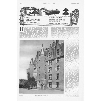 CHATEAU LANGEAIS Indre et Loire Außen- & Innenansichten 5x antike Drucke 1910