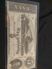 1863 $5 Five Dollars Confederate States of America Currency Note