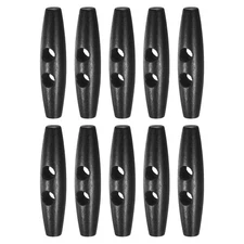 10PCS Wooden Toggle Buttons, 2.4x0.6in Natural Olive Shape Buttons [Black]