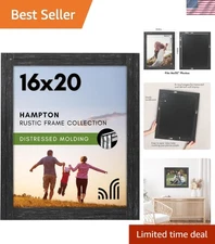 Gallery-Style 16x20 Photo Frame - Charcoal Black, Vertical/Horizontal Display