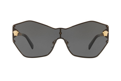 Versace Women's Sunglasses VE2182-100287 Gray with Gold Logo Studs