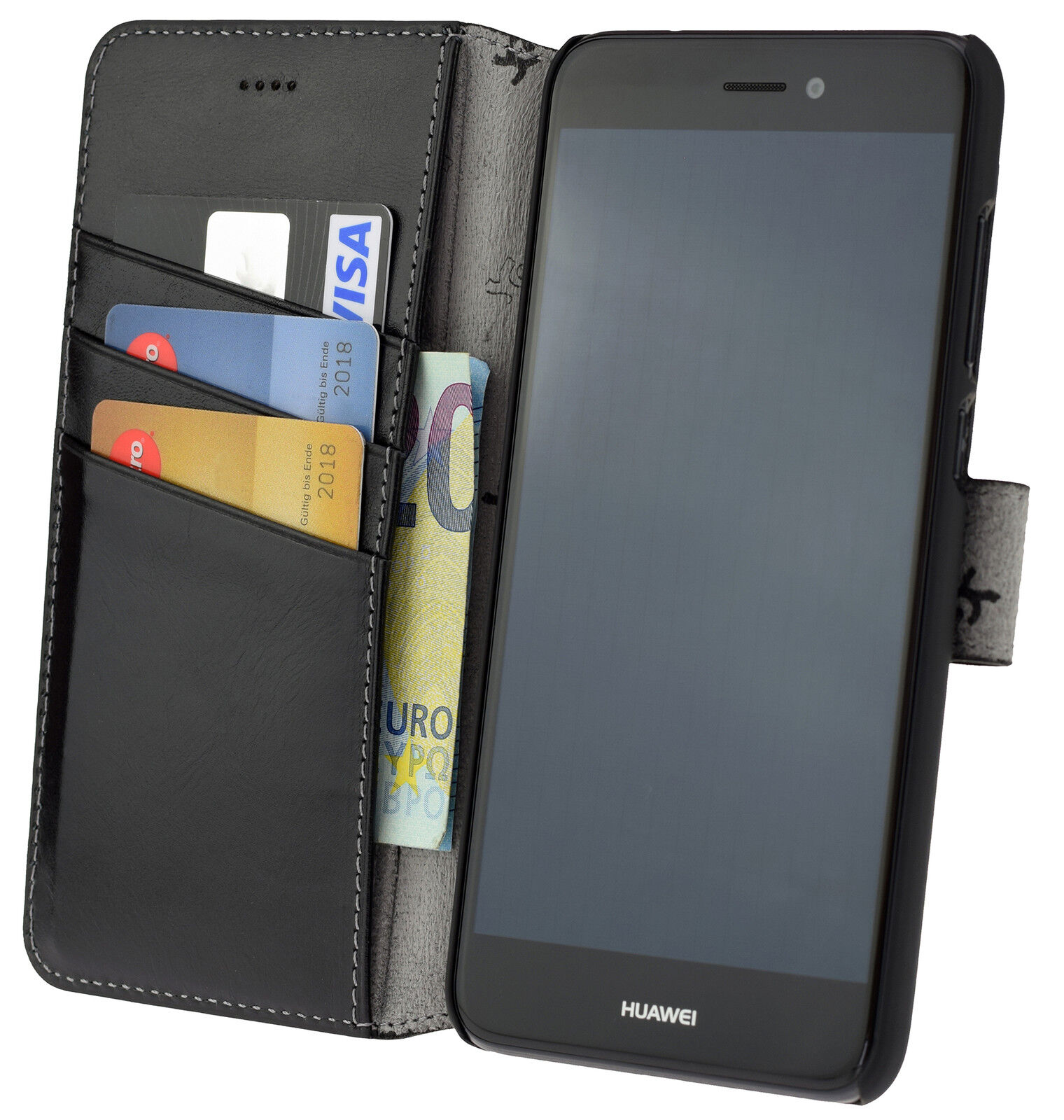 pistool Raad eens koppel Flip Case Wallet Leather Case Book Case IN Black Huawei P8 Lite (2017)  4251294947465 | eBay