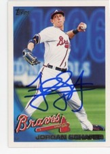 SIGNED BASEBALL CARD AUTO ATLANTA BRAVES TOPPS 2010 JORDAN SCHAFER #522