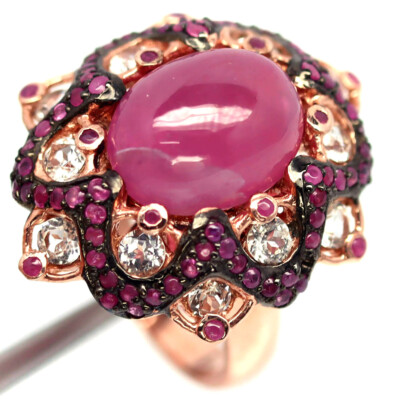 925 Argent 10 x 13 Rubis Rouge ,Topaze Saphir Deux Tons