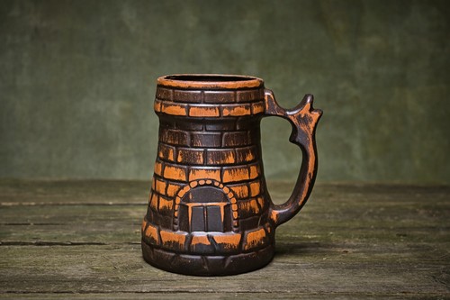 Ceramic Beer Mug Handcrafted Red Clay Beer Glass Goblet Pottery Organic Ceramics - 第 1/6 張圖片