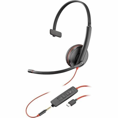 Монофоническая гарнитура USB-C Poly Blackwire 3215 + разъем 3,5 мм + адаптер USB-C/A