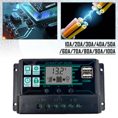 10A-100A MPPT Solar Panel Regulator Charge Controller 12V/24V Focus Tracking