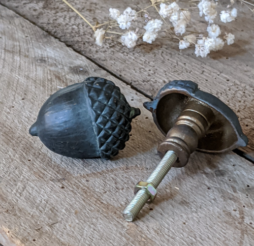 NEW French Vintage Verdigris ACORN Nut Shabby Chic Metal Rustic Door Drawer Knob - Picture 3 of 3