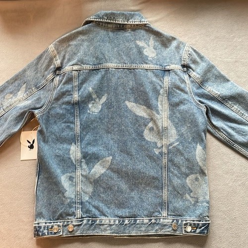 Playboy Denim PacSun Trucker Jacket Classic Fit Bunny Mens size Medium - Picture 2 of 15
