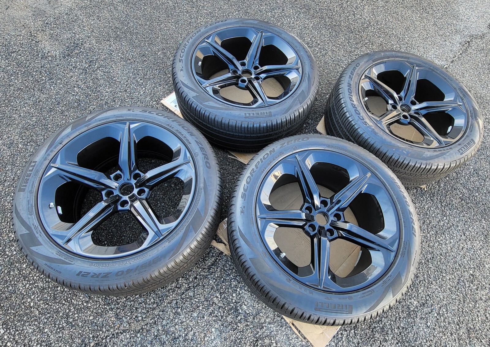 OEM Lamborghini Urus 21" Black Wheels Rims w/ Pirelli Scorpion Tires Set