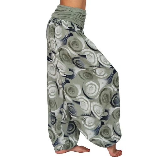 Women Elastic Waist Boho Floral Harem Trousers Baggy Wide Leg Palazzo Pants - Picture 13 of 60