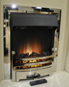 Electric Chrome Surround Remote Control Modern Fireplace Flame