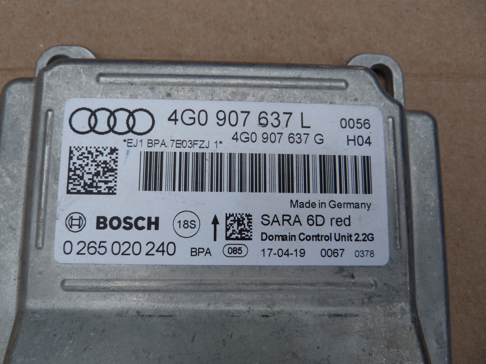 2020 Lamborghini Huracan EVO 4G0907637 Control Module ECU Bag Computer