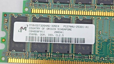 Micron 2x256Mb DDR Memory Kit | eBay