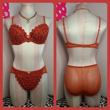 New Vtg Victoria's Secret Beautiful Embroidered Bra/ Panty Set 34C/sm