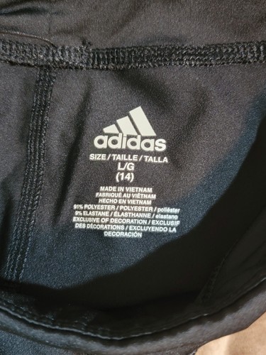 adidas sport pull on shorts girls size large tall 9 inch inseam climalite black - Picture 5 of 5