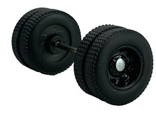 1/64 DCP PARTS BLACK/SILVER 10 HOLE WHEEL  TIRE PAIR W/ AXLE