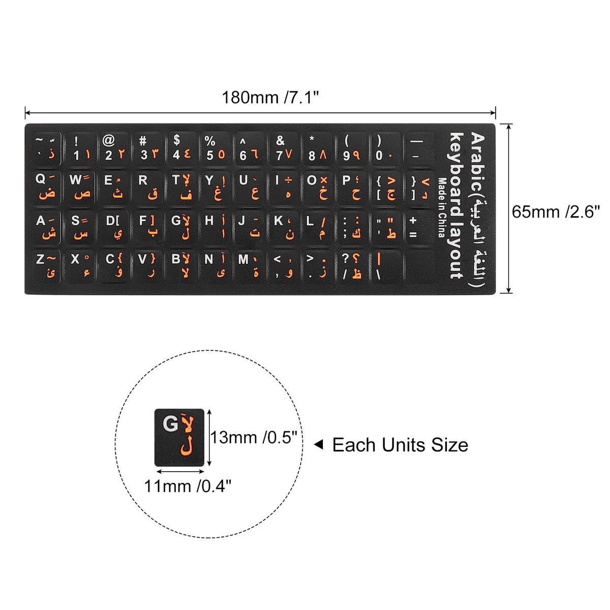 Arabic & Italian Keyboard Stickers - Black Lettering On Clear Background, Easy Application