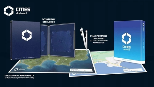 Cities Skylines II 2 Steelbook Premium Edition Map 2 Pen New Steelbox Collectors