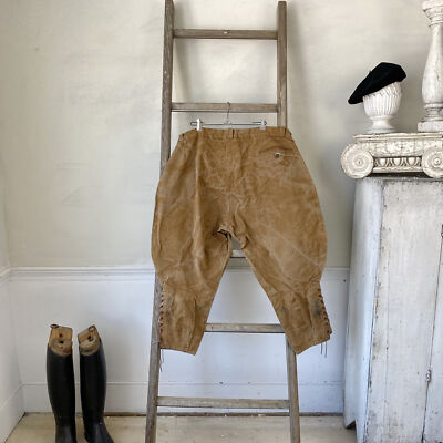 40 inch waist 1940s Vintage French tan cotton plain weave