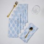 Sky Blue Floral Mud Resist Organic Reusable Block Print Napkin Soft Cotton