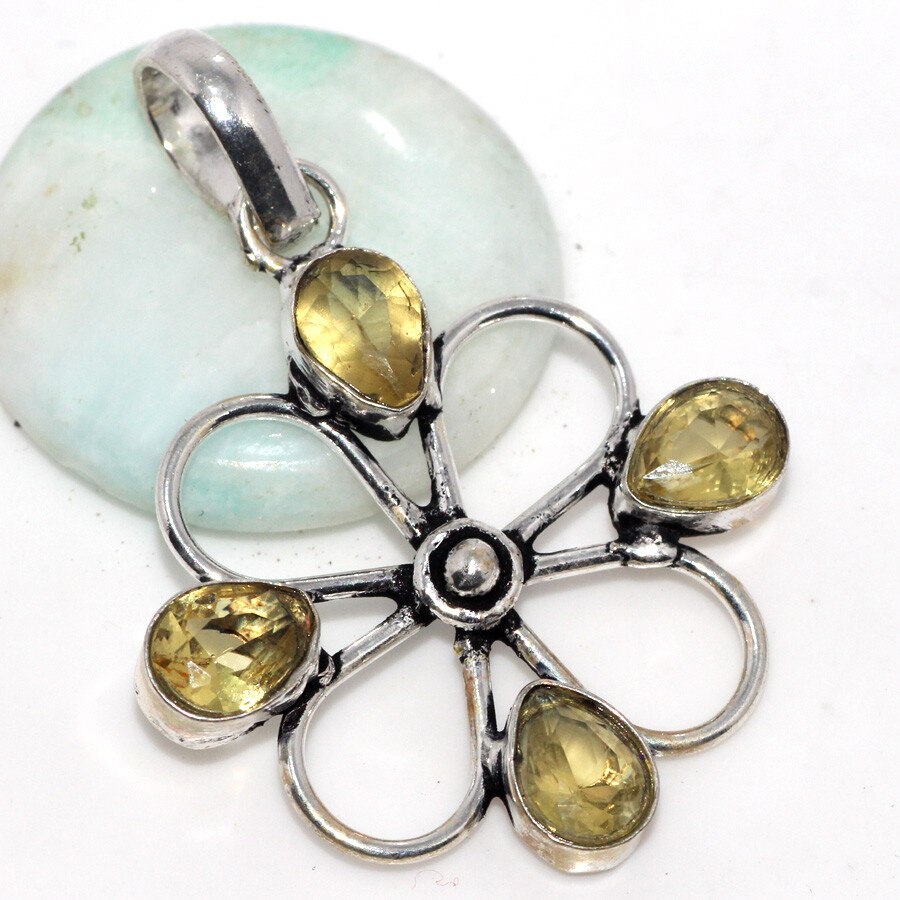 Citrine 925 Silver Plated Handmade Gemstone Pendant Valentine Jewelry 1.7