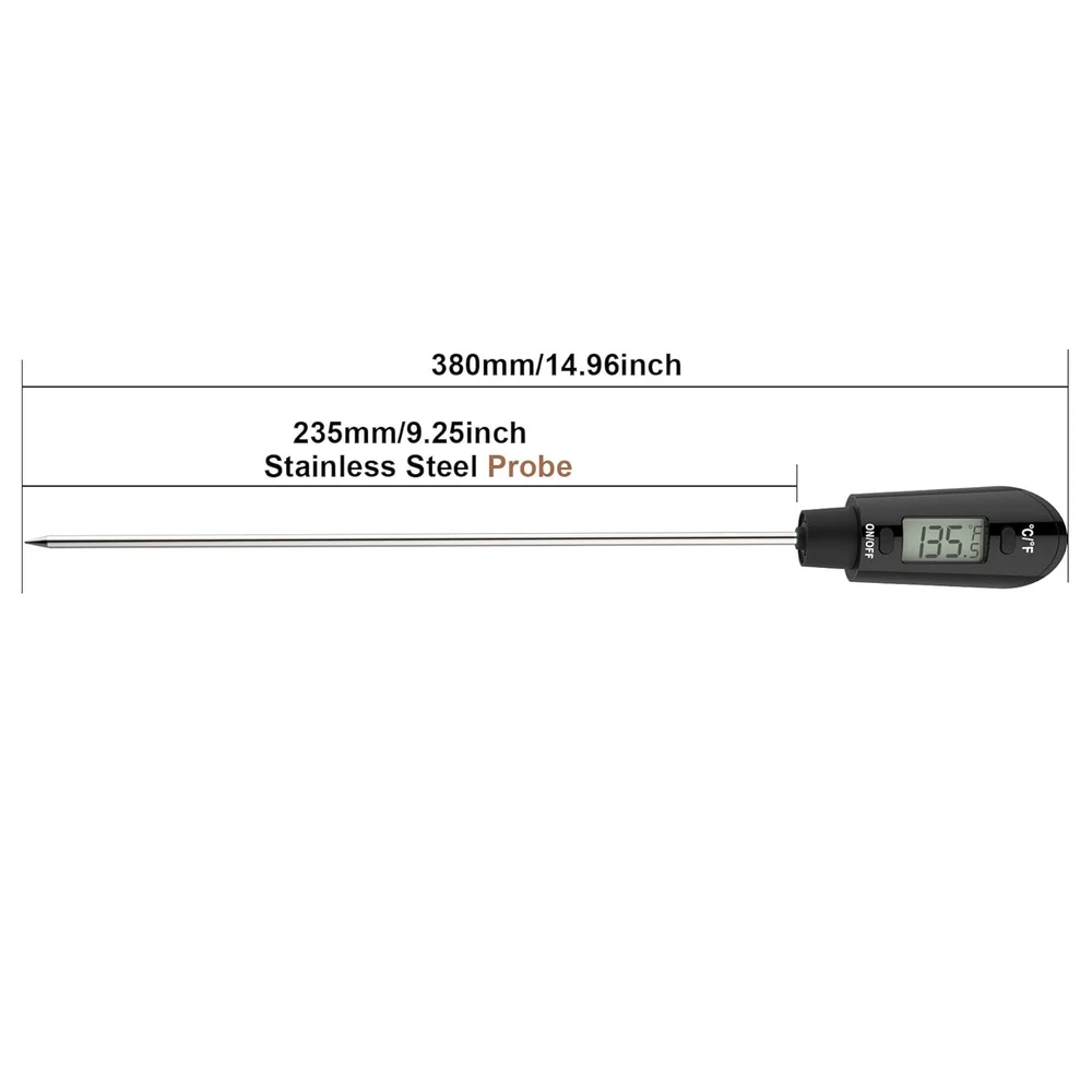 Digital Meat Thermometer Spatula Pot Clip 9" Probe BPA Free Silicone Kitchen
