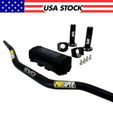 Original "Black" PRO TAPER Handlebar Fat Bar DIRT BIKE 1 1/8'' Full Set GRIPS