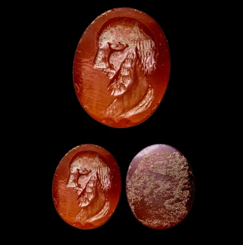 Gems A VERY FINE Roman Carnelian Intaglio a Male BUST Circa late  2nd Century AD