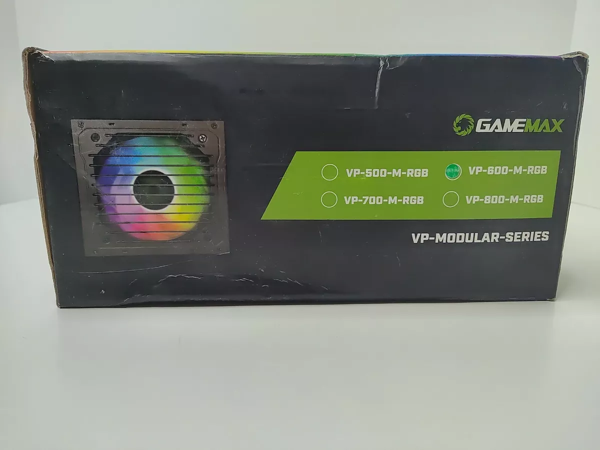 GAMEMAX VP-600-RGB 80+ Bronze Certified Power Supply 600W 3 Color RGB LED ATX12V