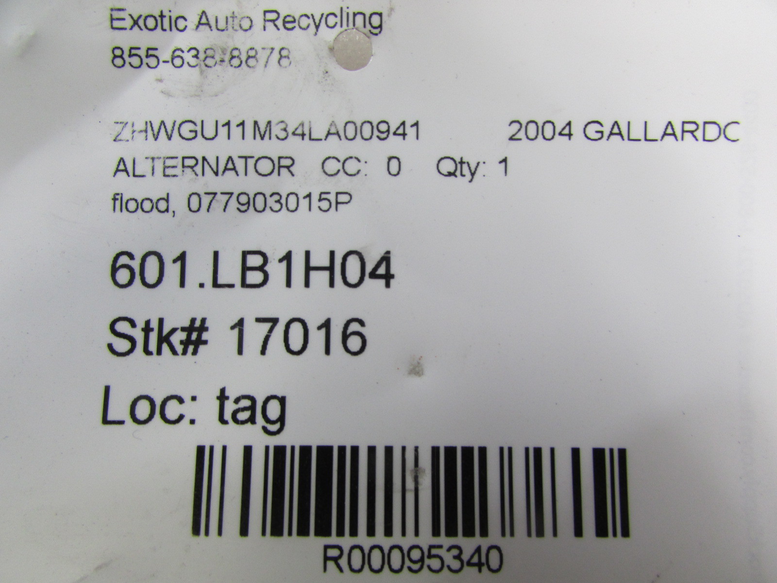Lamborghini Gallardo, Alternator, Used, P/N 077903015P