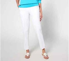 Isaac Mizrahi Live 24/7 Stretch Icon Ankle Pants Bright White 12 A634637