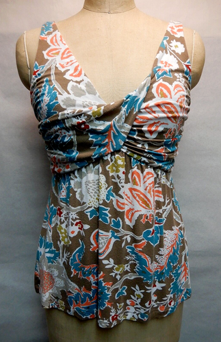 Tommy Bahama Damen braun Print Strick Sonne Top Dbl V-Ausschnitt Baumwolle Elasthan Gr. M